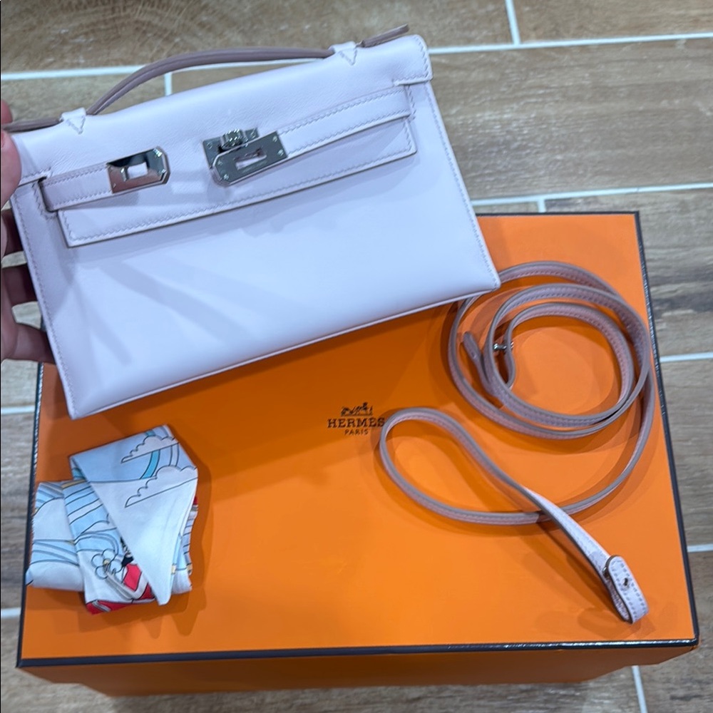 Pink Leather Wristlet Clutch